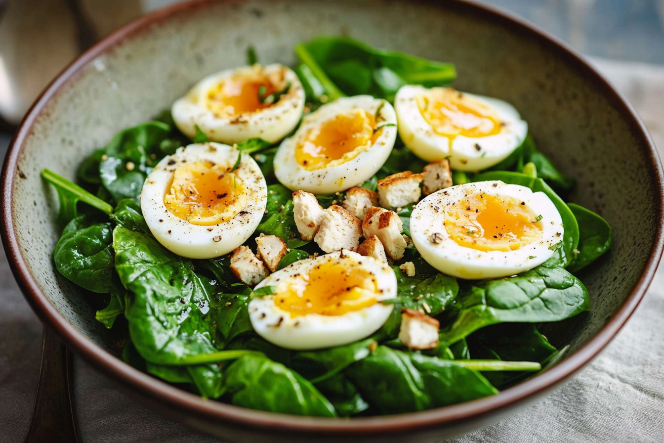 spinach with boiled eggs recipe