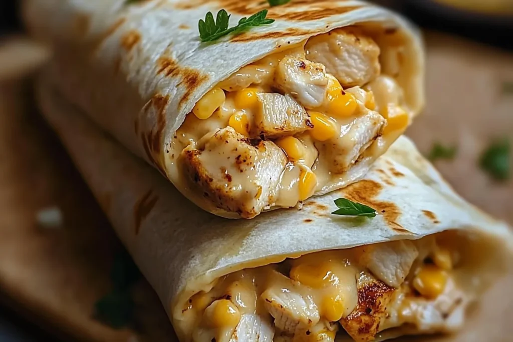 Cheesy Garlic Chicken Wraps