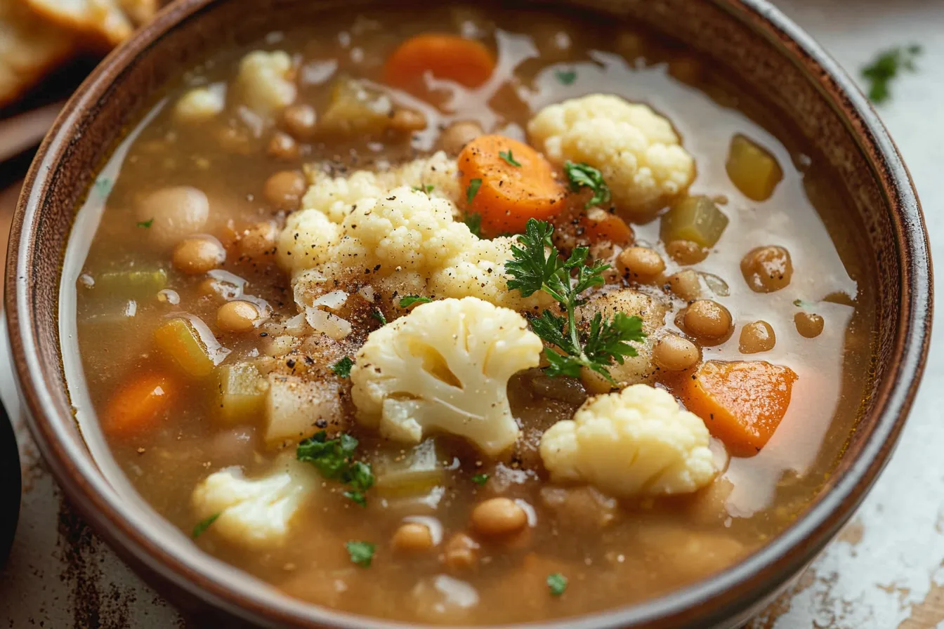 Lentil Soup with Cauliflower