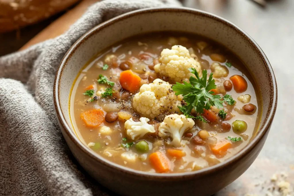 Lentil Soup with Cauliflower