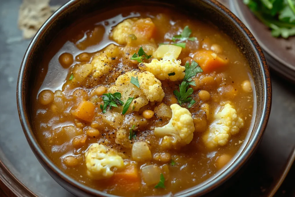 Lentil Soup with Cauliflower